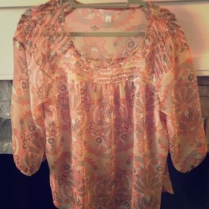 LC Lauren Conrad Pink Flowered Shirt Large